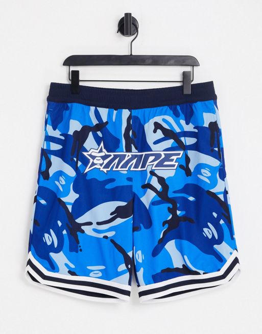 AAPE By A Bathing Ape reversible college mesh shorts in blue | ASOS