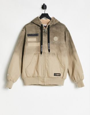 AAPE By A Bathing Ape reversible galaxy print bomber jacket in brown
