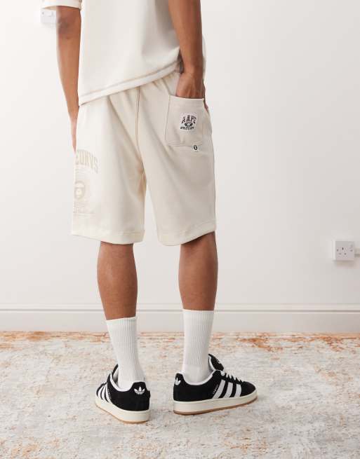 Aape by A Bathing Ape reversible logo sweat shorts in off white, 5 of 5
