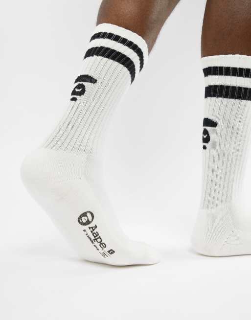 AAPE By A Bathing Ape ribbed socks in white | ASOS