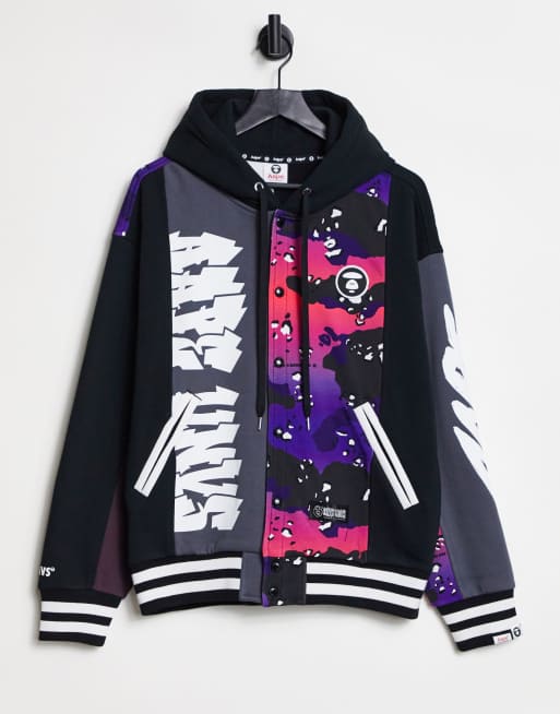 AAPE BY A BATHING APE® - Rolling Loud Galaxy - Felpa stile college con cappuccio nera