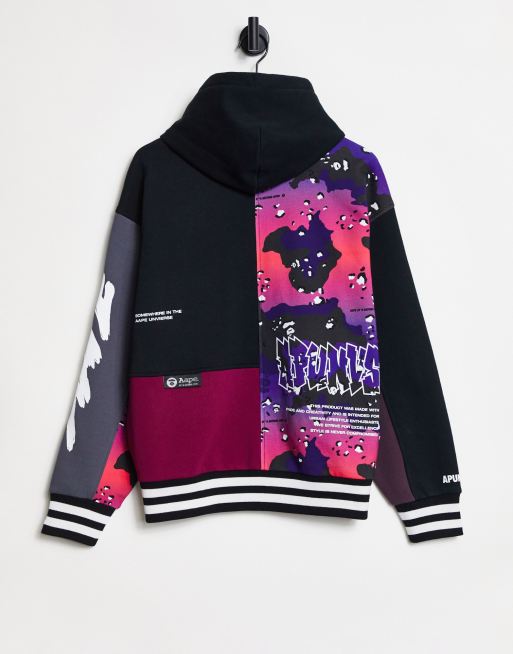 AAPE By A Bathing Ape rolling loud galaxy varsity hoodie in black