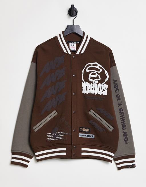 AAPE By A Bathing Ape rolling loud varsity sweatshirt in brown | ASOS