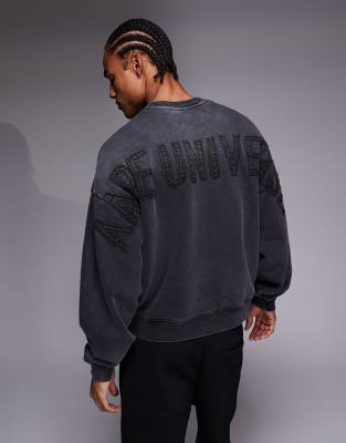 AAPE BY A BATHING APE - Schweres Oversize-Sweatshirt in Hellgrau mit Logo-Applikation auf dem Rücken-Bunt Bunt L