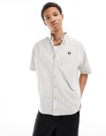 [AAPE BY A BATHING APE®] AAPE By A Bathing Ape short sleeve stripe shirt in beige-Neutral Chest 32 beige