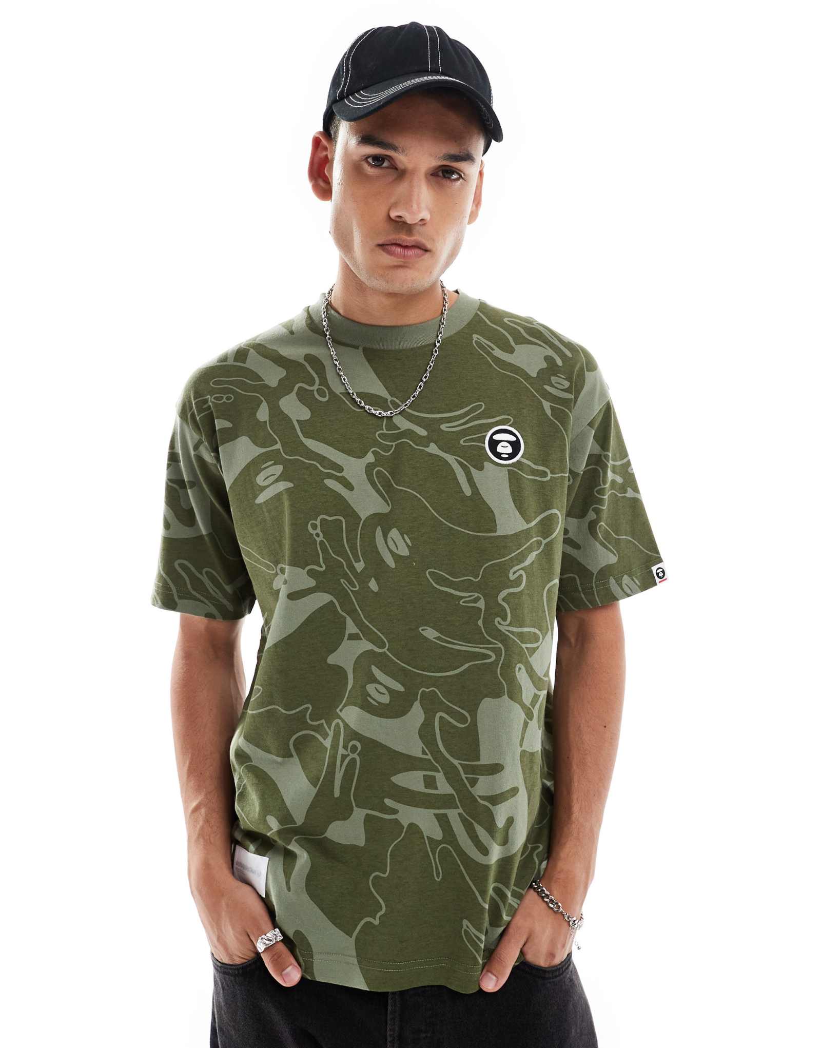 Футболка с коротким рукавом Aape By A Bathing Ape в зеленом камуфляже