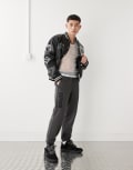 [AAPE BY A BATHING APE®] Aape By A Bathing Ape side logo cuffed trackies in washed grey-Black XL Black