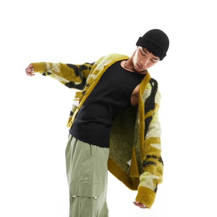 AAPE By A Bathing Ape skate camo cardigan in yellow | ASOS