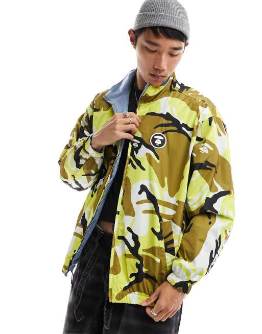 Aape By A Bathing Ape skate reversible oversized track jacket in blue  denim/camo print