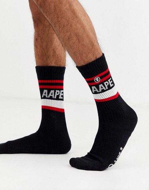 AAPE By A Bathing Ape socks with stripe print in black
