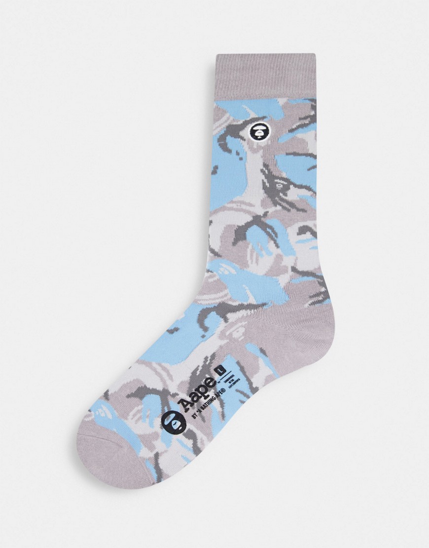 AAPE By A Bathing Ape - Sokken met logo in ijskleurige camouflageprint-Grijs