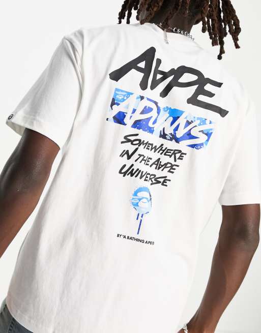 pe By A Bathing Ape Somwhere Graffiti Back Print T Shirt In Ivory Asos