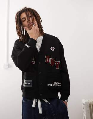 Aape By A Bathing Ape - Sort cardigan med 'universe'-grafik - view 1