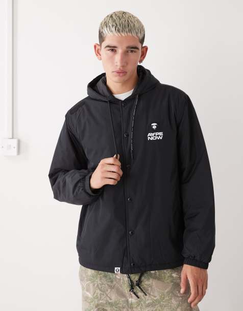 Aape by A Bathing Ape - Sort coach-jakke med broderi langs rygsøjlen - view 1