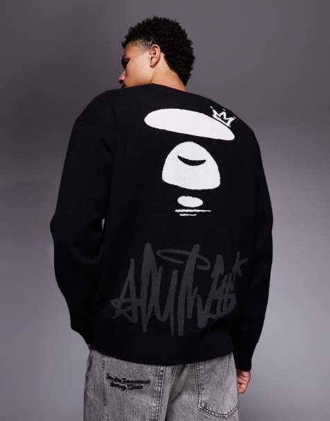 AAPE By A Bathing Ape - Sort strikket trøje med graffitiprint - view 1
