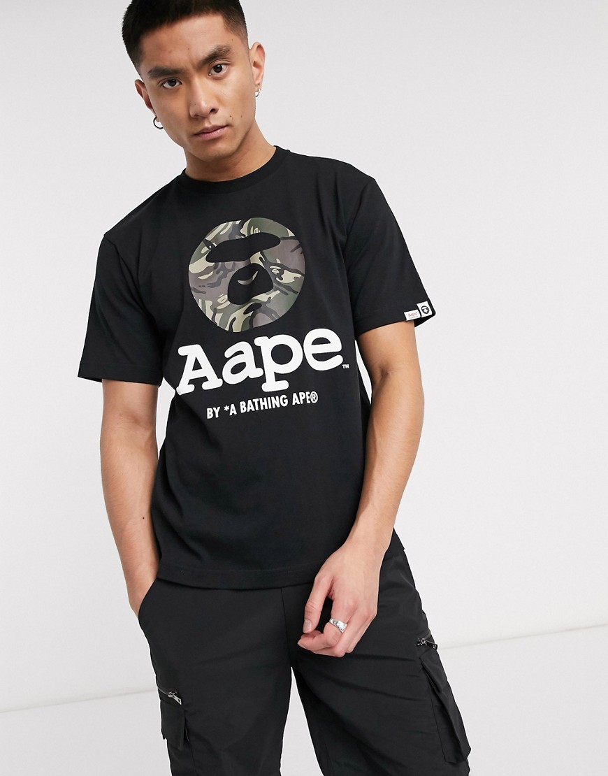 AAPE By A Bathing Ape - Sort t-shirt med hoved-logo