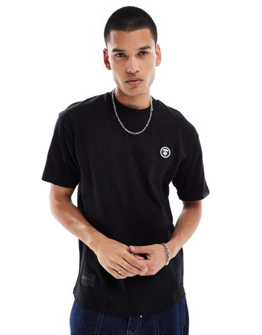 Aape By A Bathing Ape - Sort T-shirt med korte ærmer i firkantet pasform