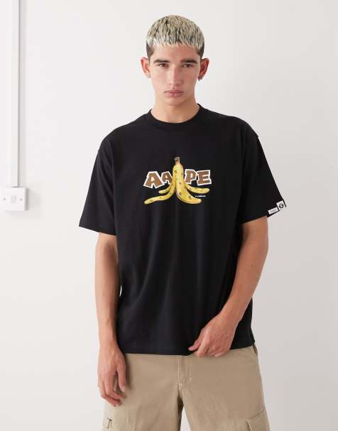 Aape By A Bathing Ape - Sort T-shirt med logoprint foran og bagpå i firkantet pasform - view 1