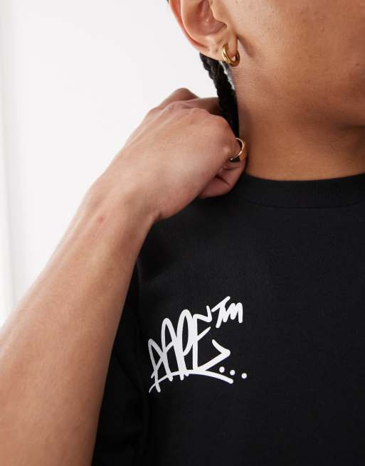 Aape By A Bathing Ape - Sort T-shirt med skater-logoprint i firkantet pasform, 2 af 4