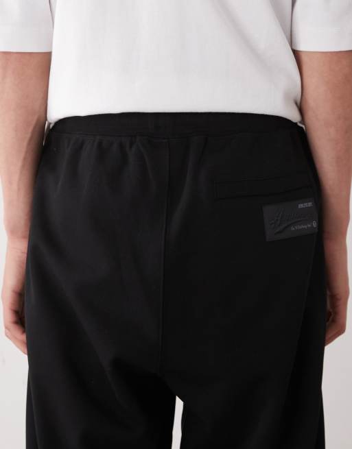 Aape By A Bathing Ape - Sorte joggingbukser i løstsiddende pasform og broderi på benet, 4 af 5