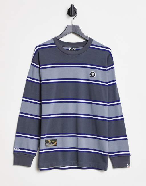 AAPE By A Bathing Ape stripe long sleeve top in grey
