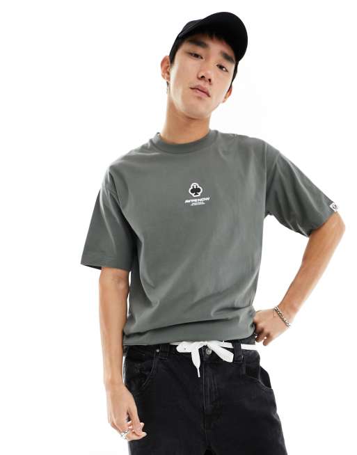 Aape By A Bathing Ape stripe short sleeve boxy fit t shirt in khaki