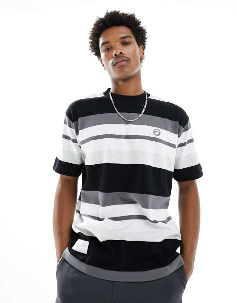 Aape By A Bathing Ape stripe short sleeve boxy fit t-shirt in multi - view 1