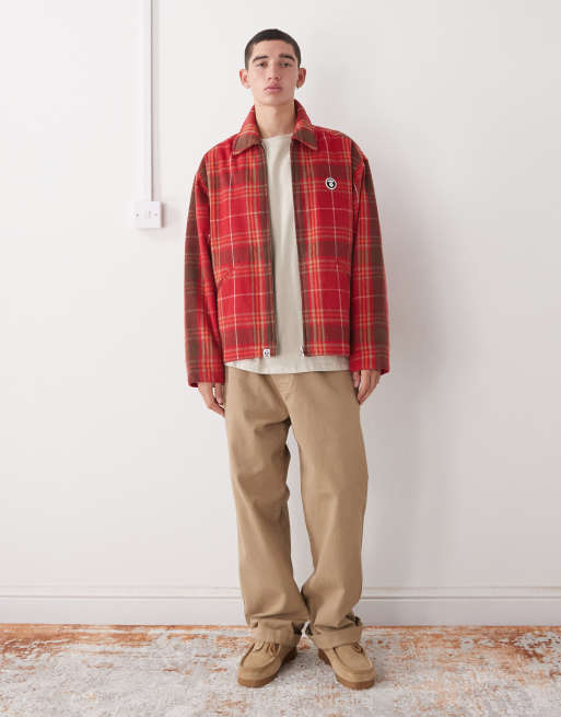 Aape by A Bathing Ape - Surchemise matelassée en flanelle - Marron et rouge, 2 de 5