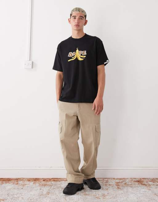 Aape by A Bathing Ape – Svart boxig t-shirt med tryck och logga, 2 av 5