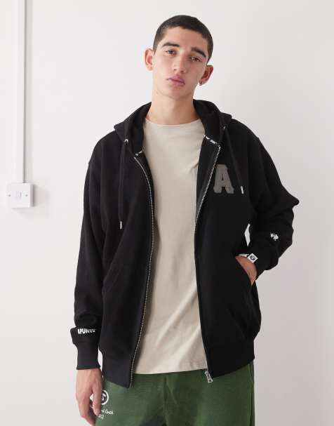 Aape by A Bathing Ape – Svart huvtröja med dragkedja och A-motiv - view 1