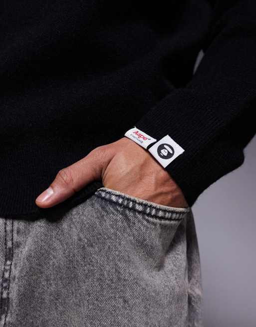 Aape by A Bathing Ape – Svart, stickad tröja med graffititryck, 5 av 5