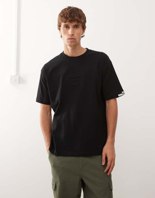 Aape by A Bathing Ape – Svart t-shirt med boxig passform, tryck och logga, 3 av 5