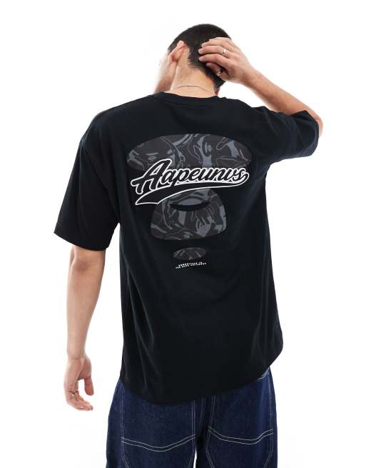 Aape by A Bathing Ape – Svart t-shirt med tryck och logga baktill, 2 av 4
