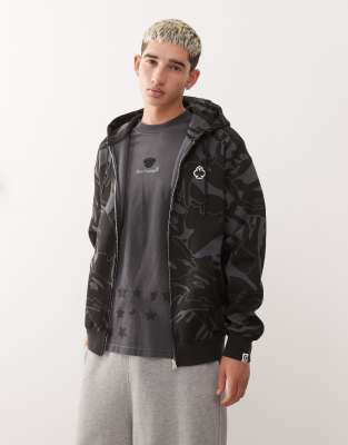 Aape By A Bathing Ape - Sweat à capuche zippé à motif camouflage avec logo et motif au dos - Gris foncé-Multicolore