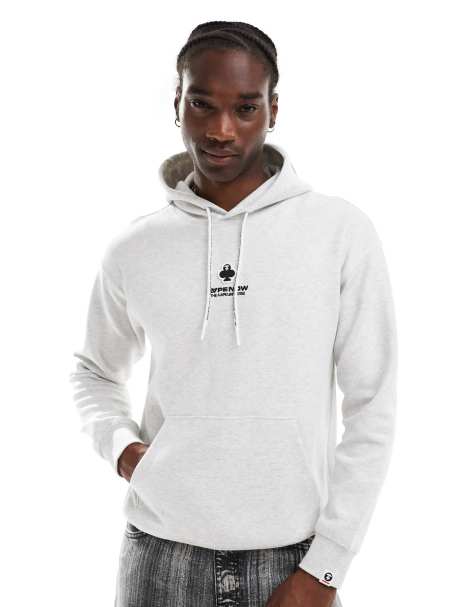 AAPE By A Bathing Ape – Szara melanżowa bluza z kapturem i motywem koniczyny - view 1