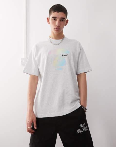 Aape by A Bathing Ape logo t-shirt in grey marl 