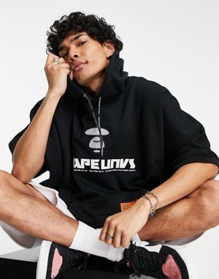 AAPE By A Bathing Ape hooded heavyweight t-shirt in black - ASOS Price Checker