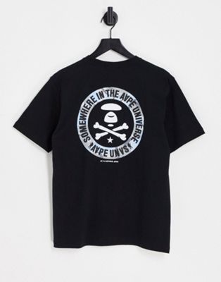 AAPE By A Bathing Ape camo skull and crossbone t-shirt in black - ASOS Price Checker