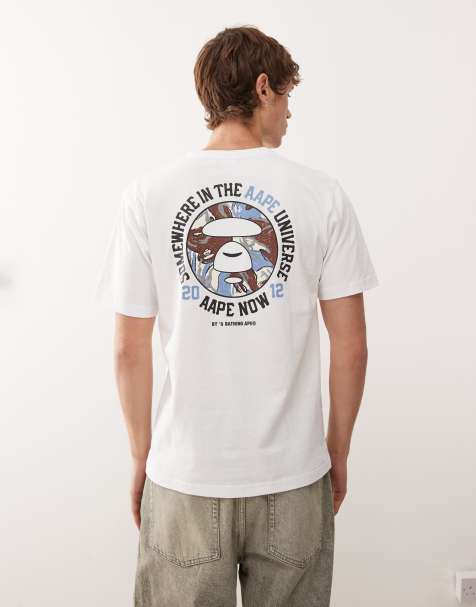 Aape by A Bathing Ape - T-shirt avec logo imprimé sur le devant et au dos - Blanc - view 1