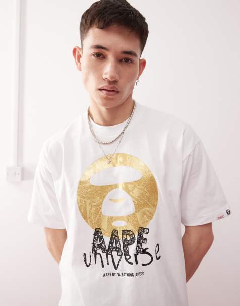 Aape by A Bathing Ape - T-shirt bianca con logo e stampa mimetica - view 1