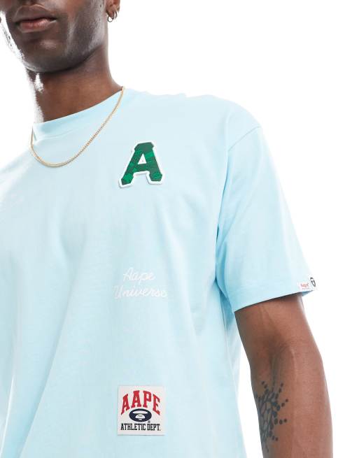 Aape by A Bathing Ape - T-shirt color verde chiaro con logo stampato, 3 di 4