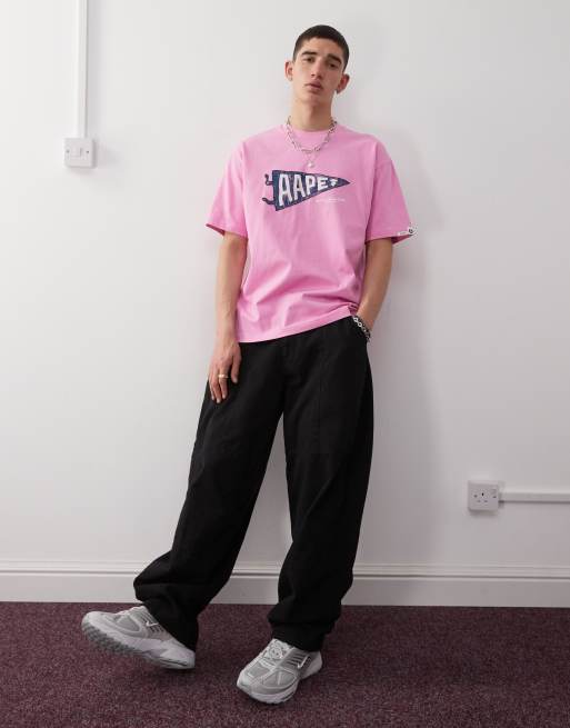 Aape by A Bathing Ape - T-shirt con logo rosa multicolore 
