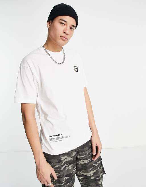 AAPE By A Bathing Ape - T-shirt coupe carrée à inscription Now - Blanc, 3 de 4