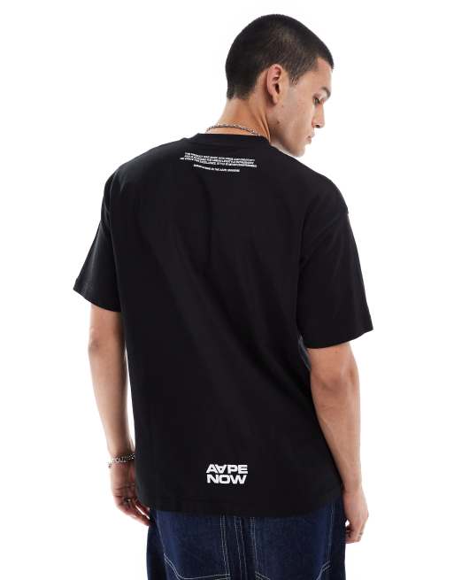 AAPE By A Bathing Ape® - T-shirt coupe carrée à manches courtes - Noir, 4 de 4