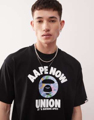 AAPE BY A BATHING APE – T-Shirt in Schwarz mit „Union“-Logo - view 1