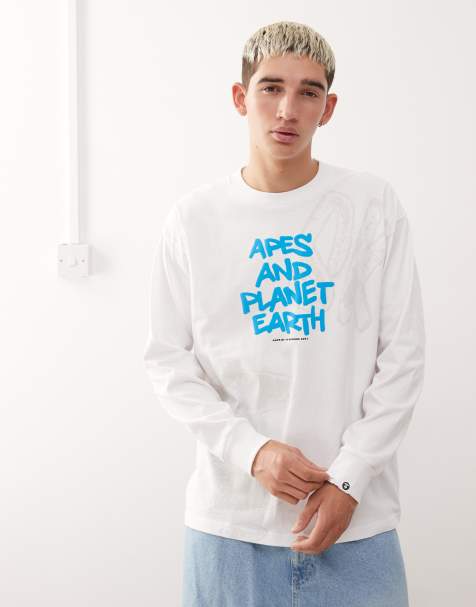 AAPE By A Bathing Ape - T-shirt manches longues avec imprimés placés - Blanc - view 1
