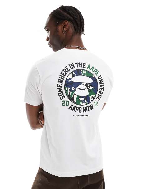 Aape By A Bathing Ape - T-shirt met logo en camouflageprint op de achterkant in wit - view 1