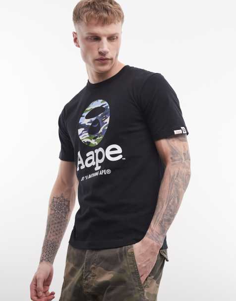 AAPE by A Bathing Ape - T-shirt nera con logo mimetico - view 1