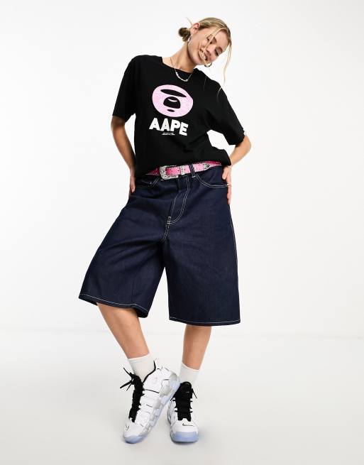 AAPE By A Bathing Ape - T-shirt nera con logo, 4 di 4