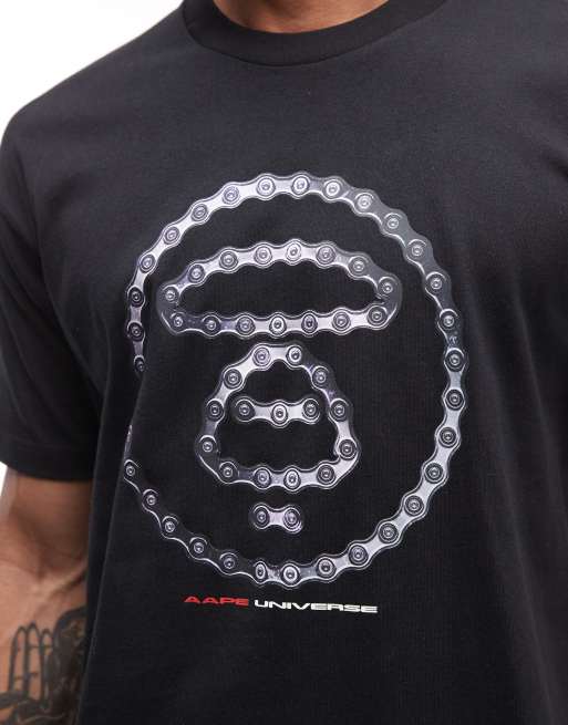 Aape by A Bathing Ape T-shirt nera con stampa logo, 3 di 5